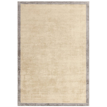 Blade Slim Border Modern Plain Distressed Tonal Metallic Shimmer Hand-Woven Soft Textured Tip Sheared Loop Pile Silky Viscose Flatweave Putty/Silver Border Rug-Asiatic Carpets-Rug Love - The Most Loved Rug Store